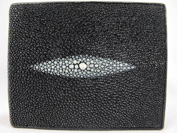 Genuine Stingray Skin Leather Large Coins Bifold Wallet