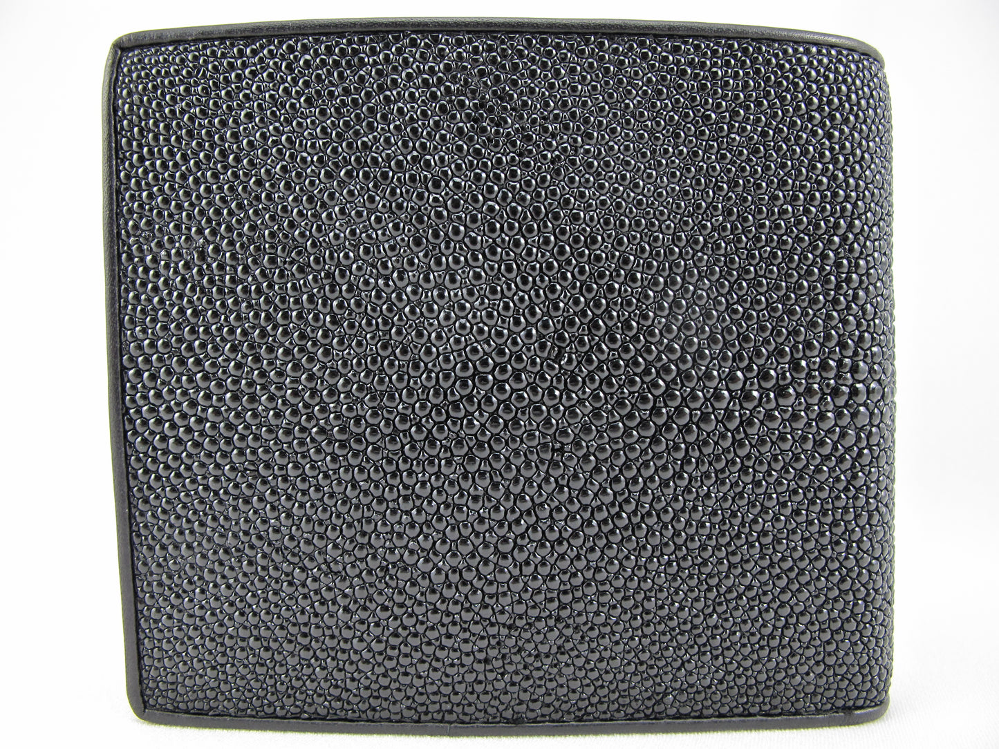 Genuine Stingray Skin Leather Removable Bifold Wallet Black