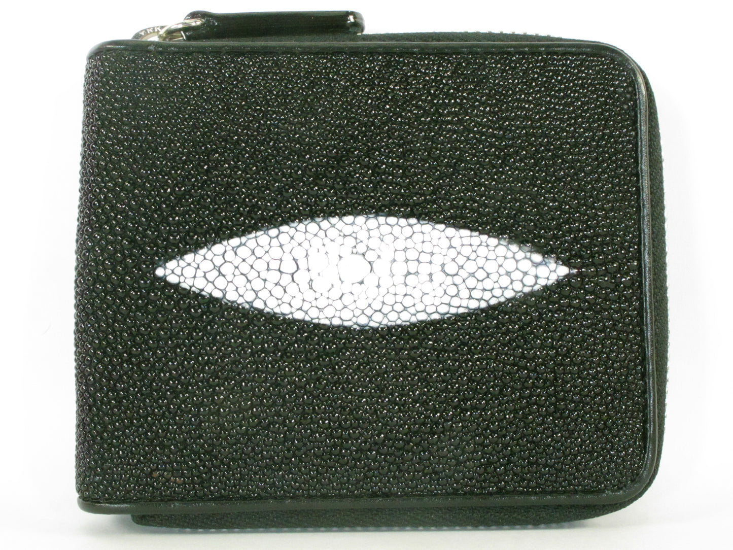 Genuine Stingray Skin Leather Zip Around Bifold Wallet