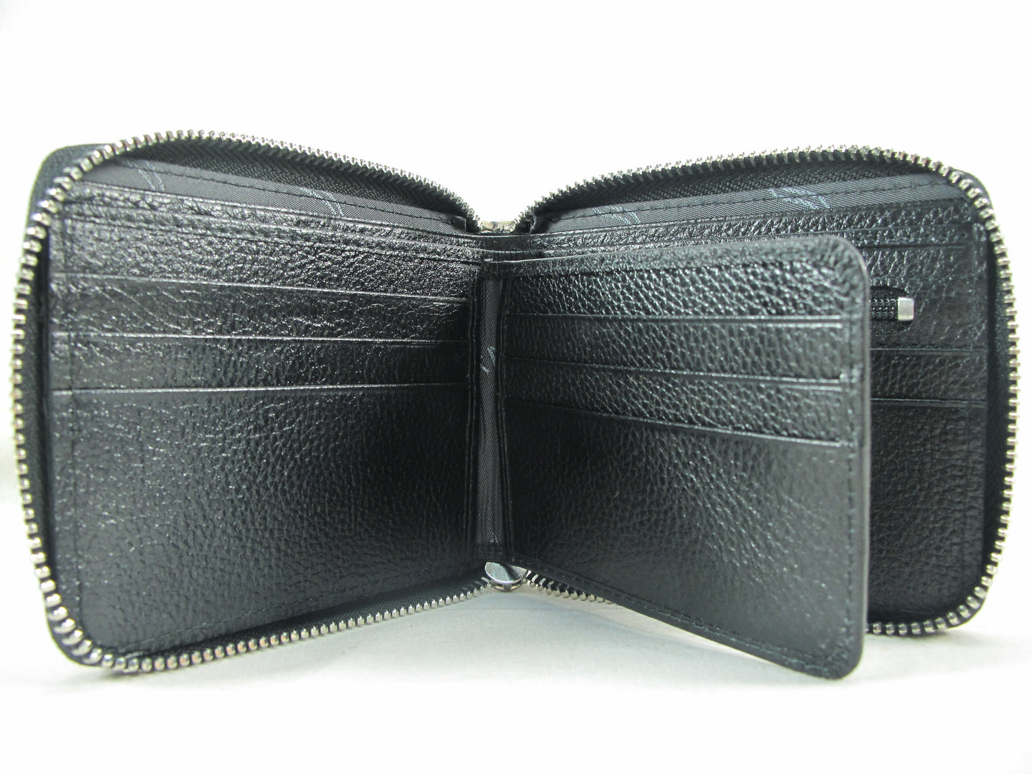 Genuine Polished Stingray Skin Leather Zip Around Bifold Wallet