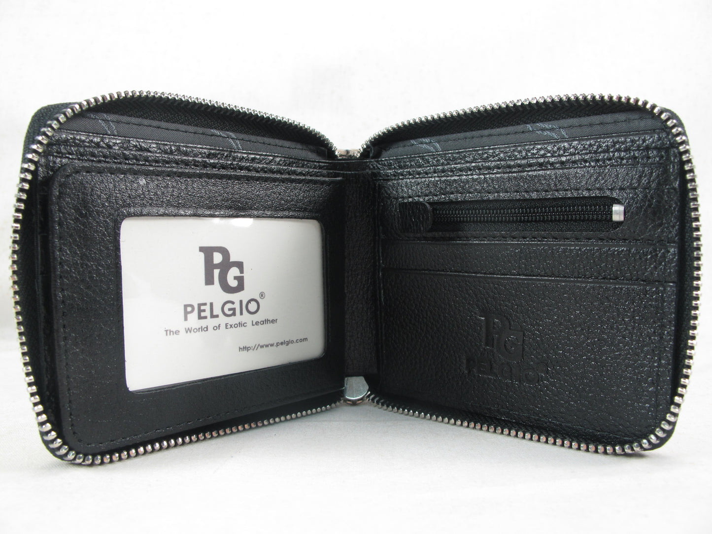 Genuine Polished Stingray Skin Leather Zip Around Bifold Wallet