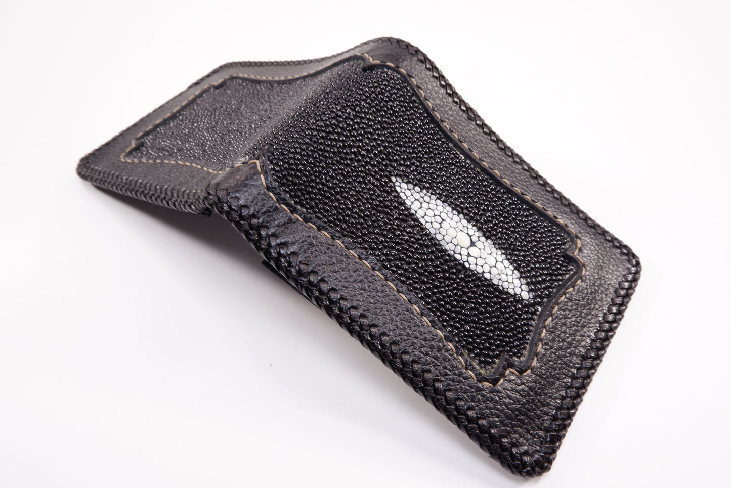 Genuine Stingray Skin Leather Vintage Handmade Bifold Men's Wallet