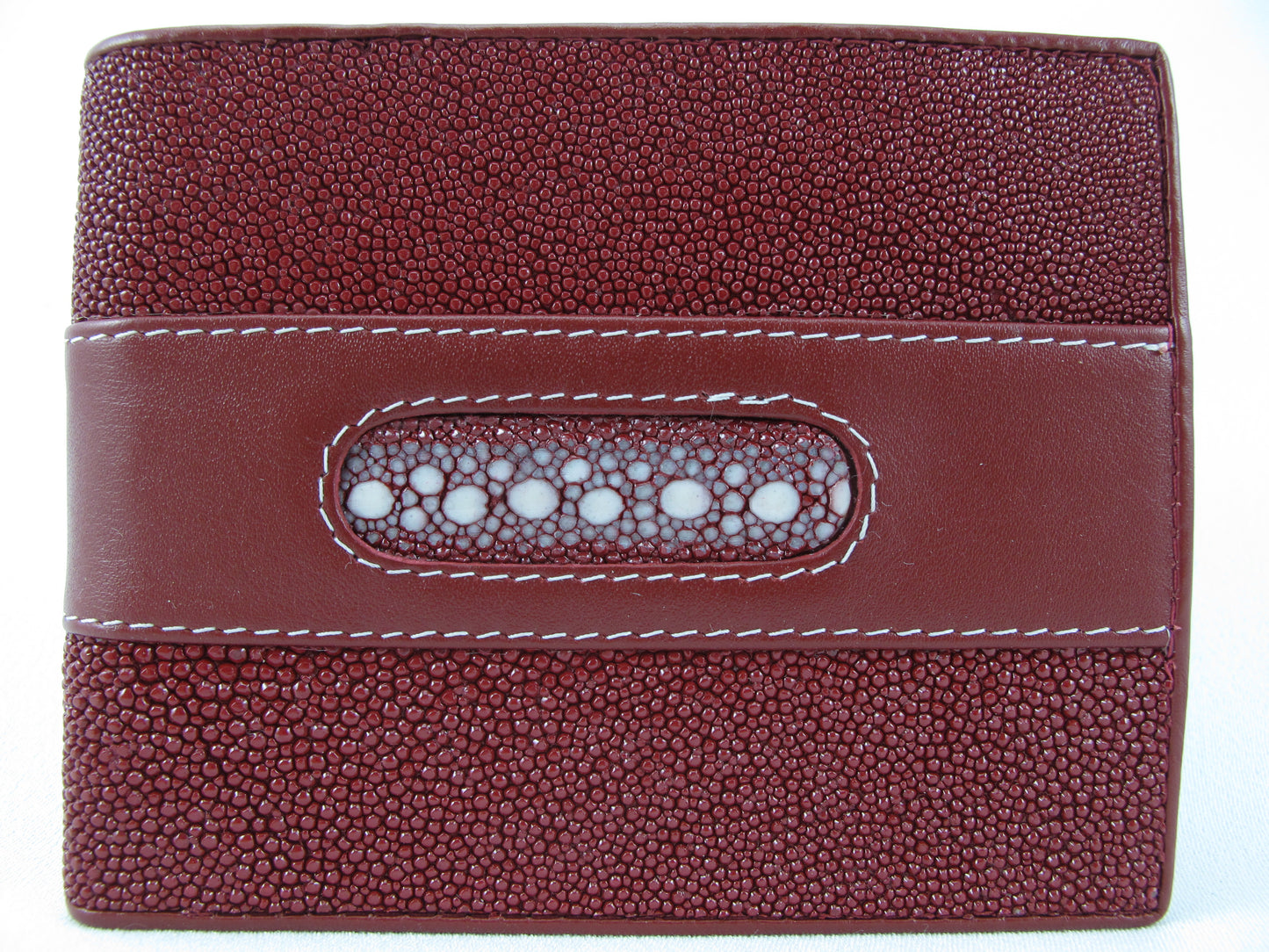 Genuine Stingray Skin Leather Row Diamond Bifold Men's Wallet