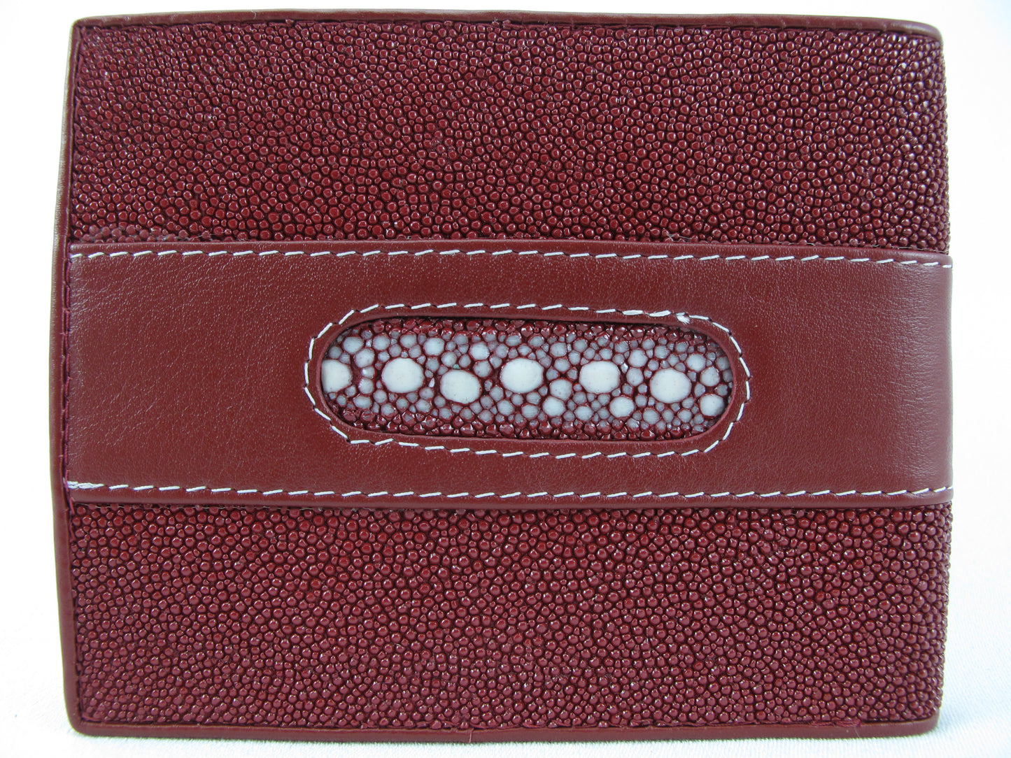 Genuine Stingray Skin Leather Row Diamond Bifold Men's Wallet