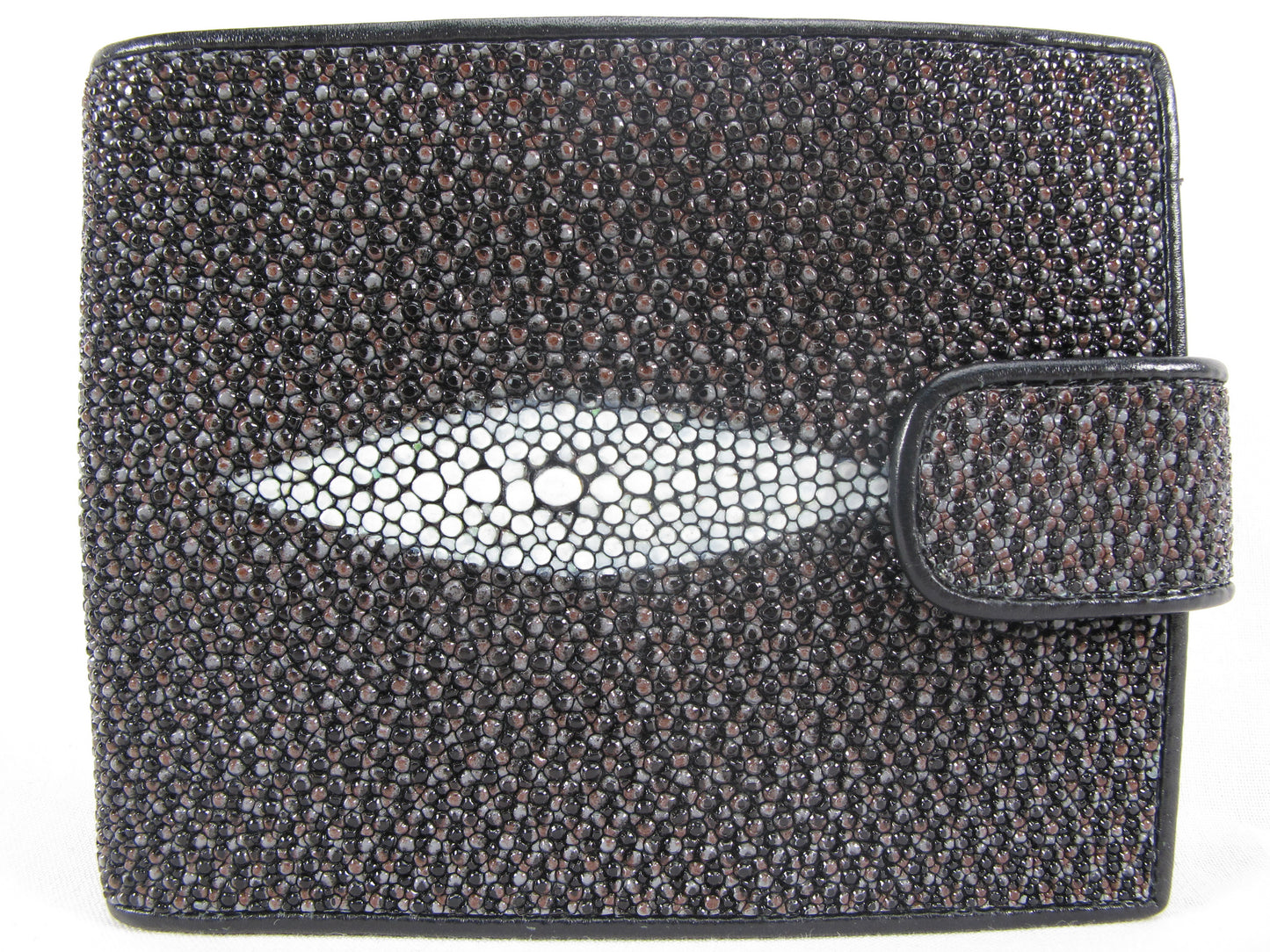Genuine Stingray Skin Leather Large Coins Bifold Unisex Wallet