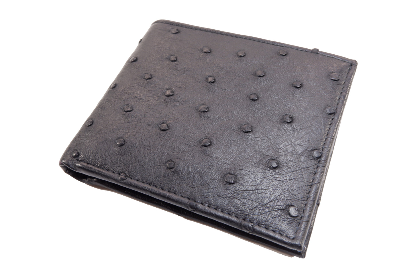 Genuine Ostrich Quill Skin Leather Soft Bifold Wallet with Ostrich Interior