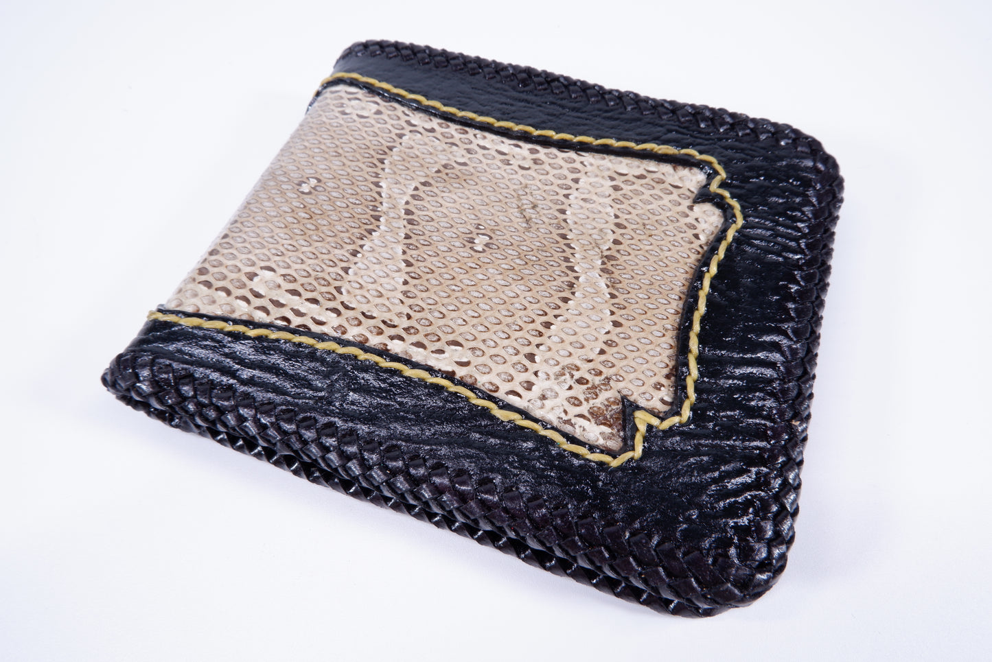 Genuine Masked Water Snake Skin Leather Handmade Bifold Wallet