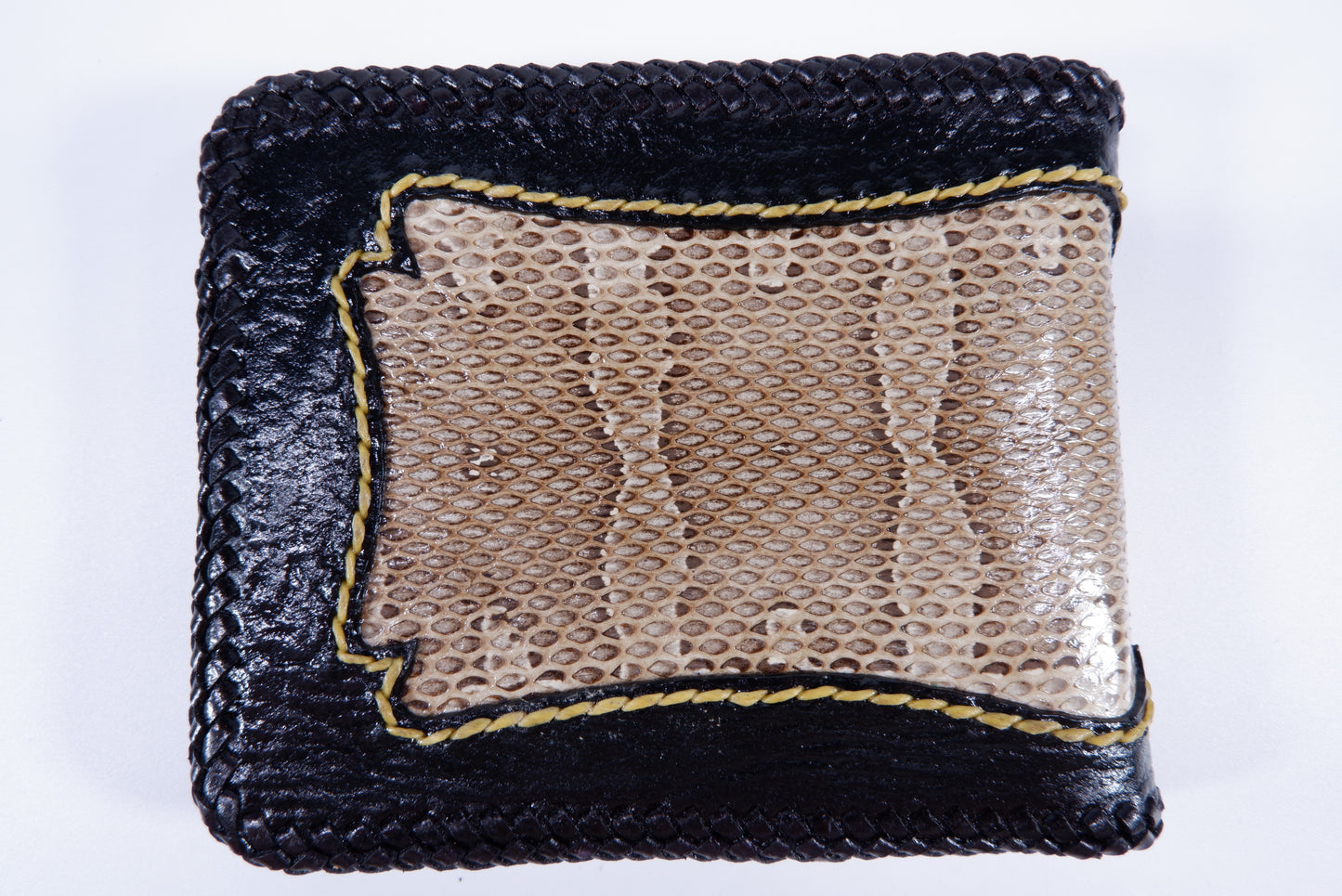 Genuine Masked Water Snake Skin Leather Handmade Bifold Wallet