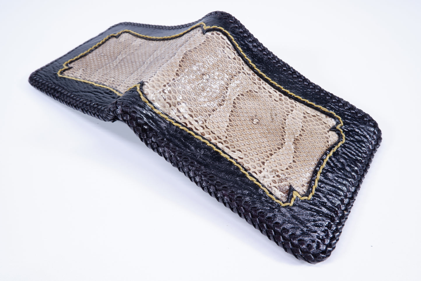 Genuine Masked Water Snake Skin Leather Handmade Bifold Wallet