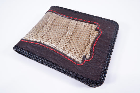 Genuine Masked Water Snake Skin Leather Handmade Bifold Wallet
