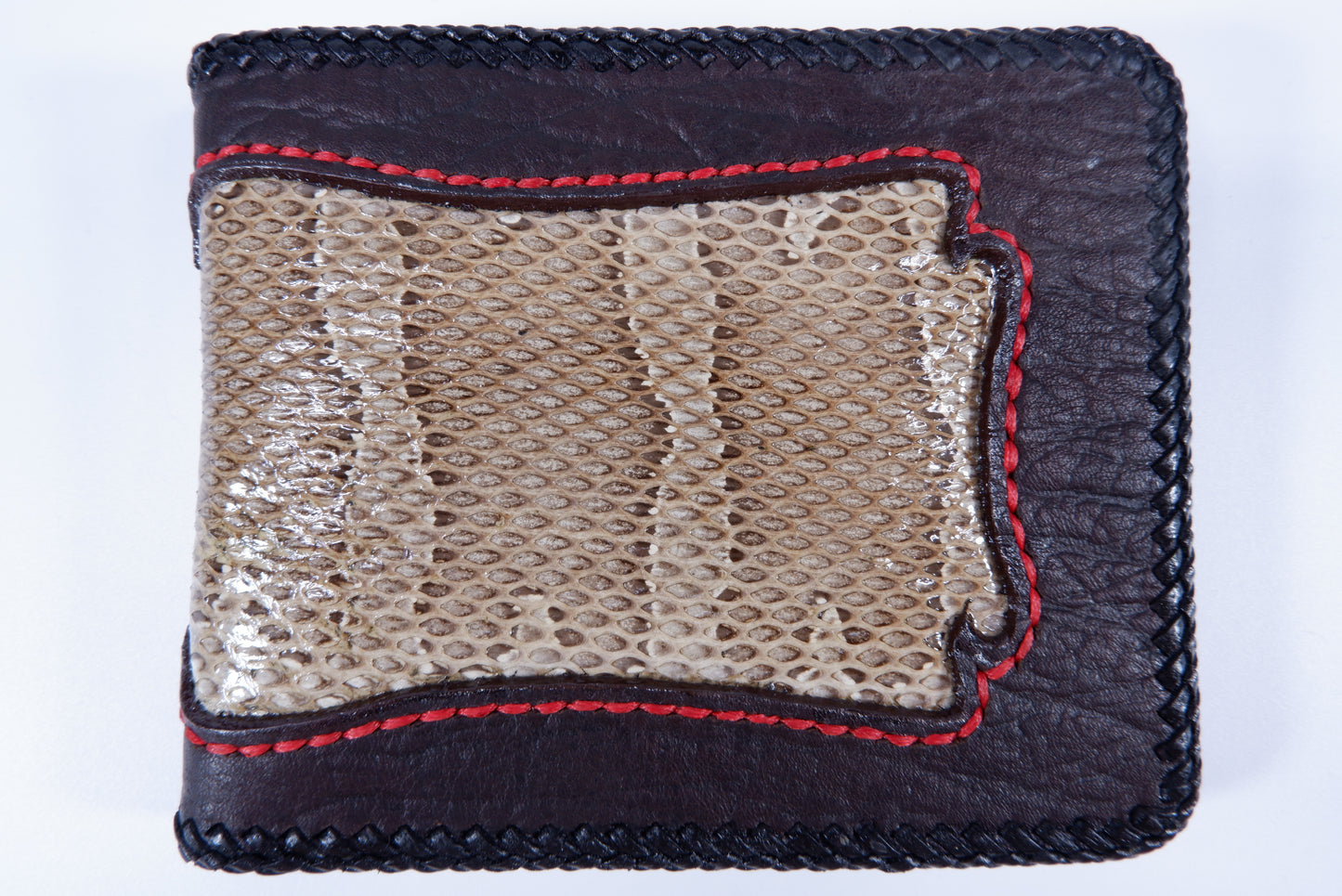 Genuine Masked Water Snake Skin Leather Handmade Bifold Wallet
