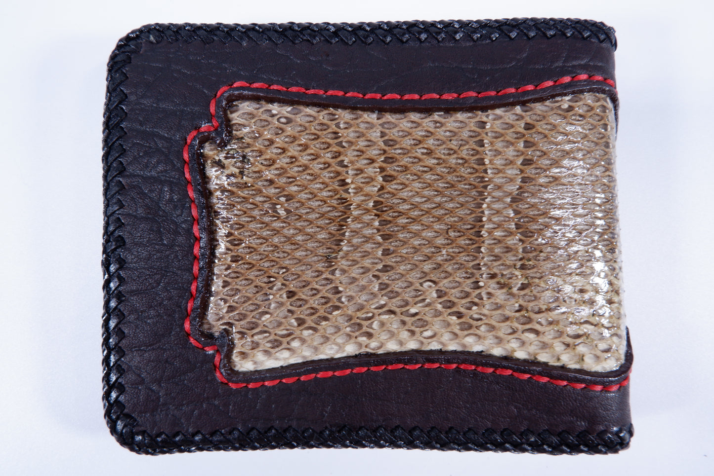 Genuine Masked Water Snake Skin Leather Handmade Bifold Wallet