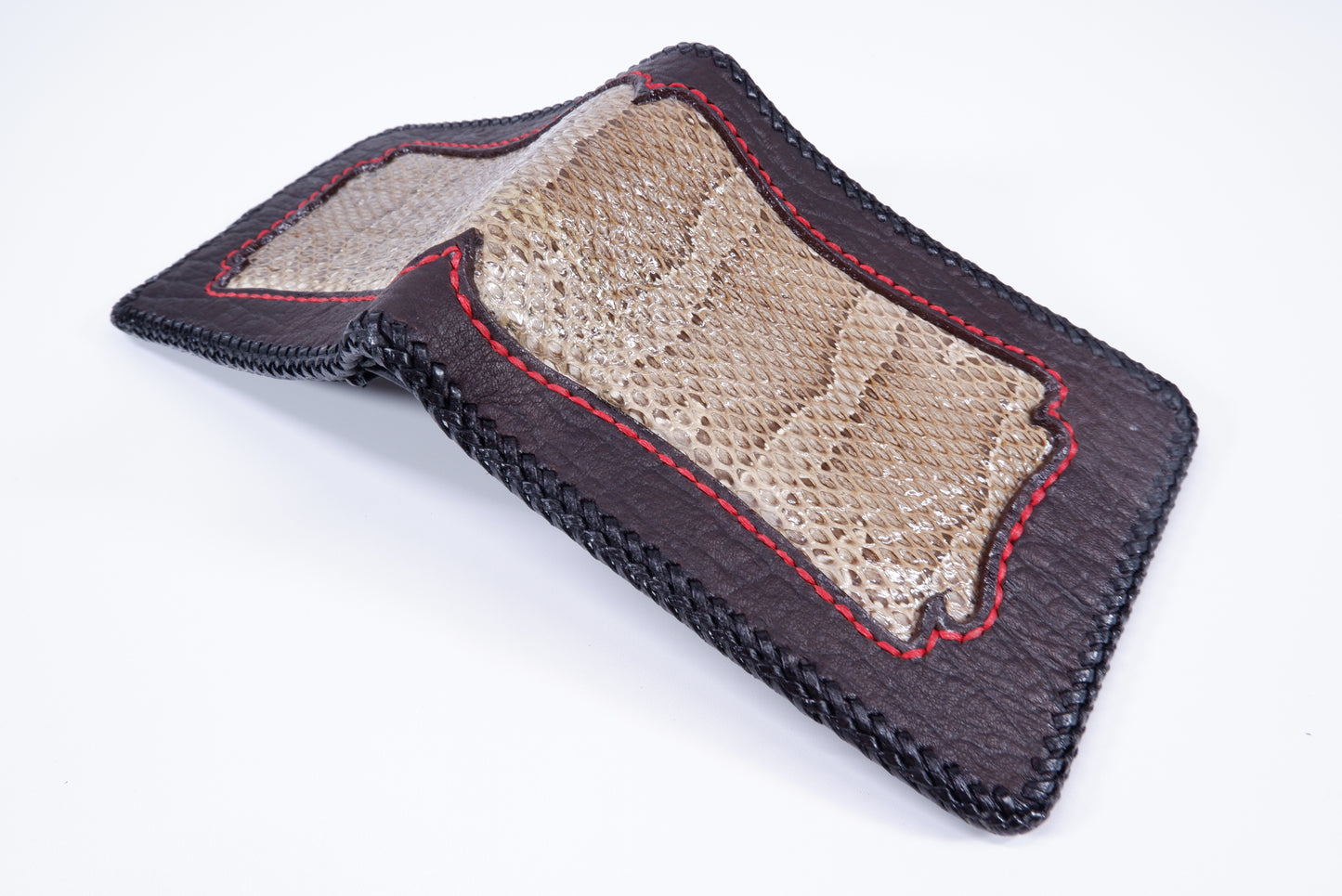 Genuine Masked Water Snake Skin Leather Handmade Bifold Wallet