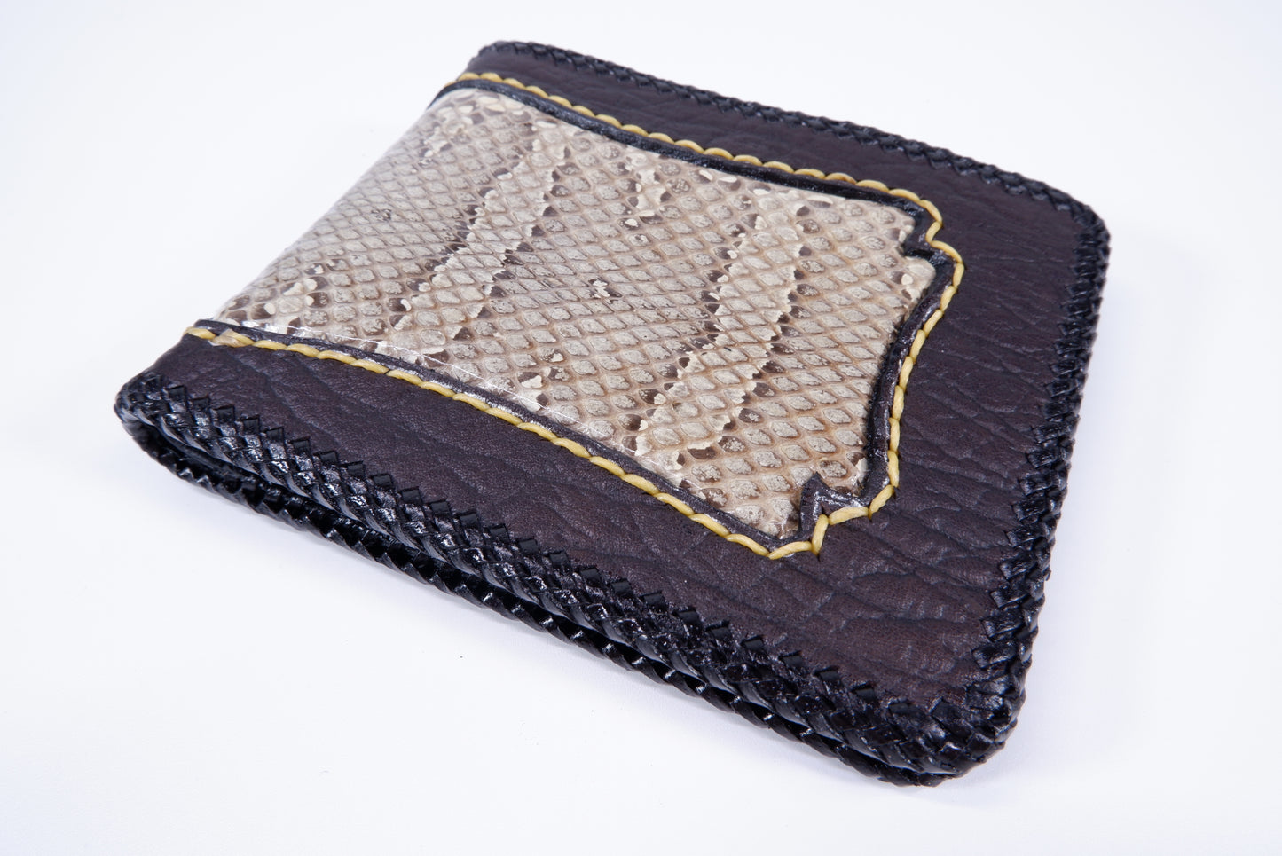 Genuine Masked Water Snake Skin Leather Handmade Bifold Wallet