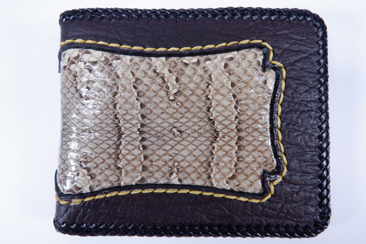Genuine Masked Water Snake Skin Leather Handmade Bifold Wallet