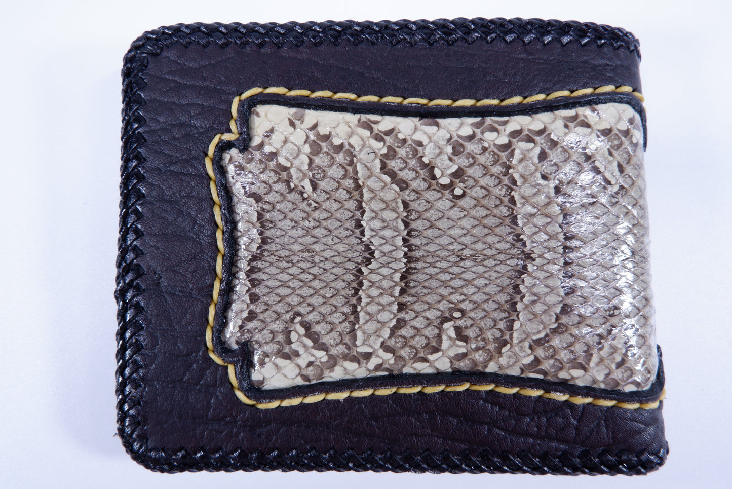 Genuine Masked Water Snake Skin Leather Handmade Bifold Wallet