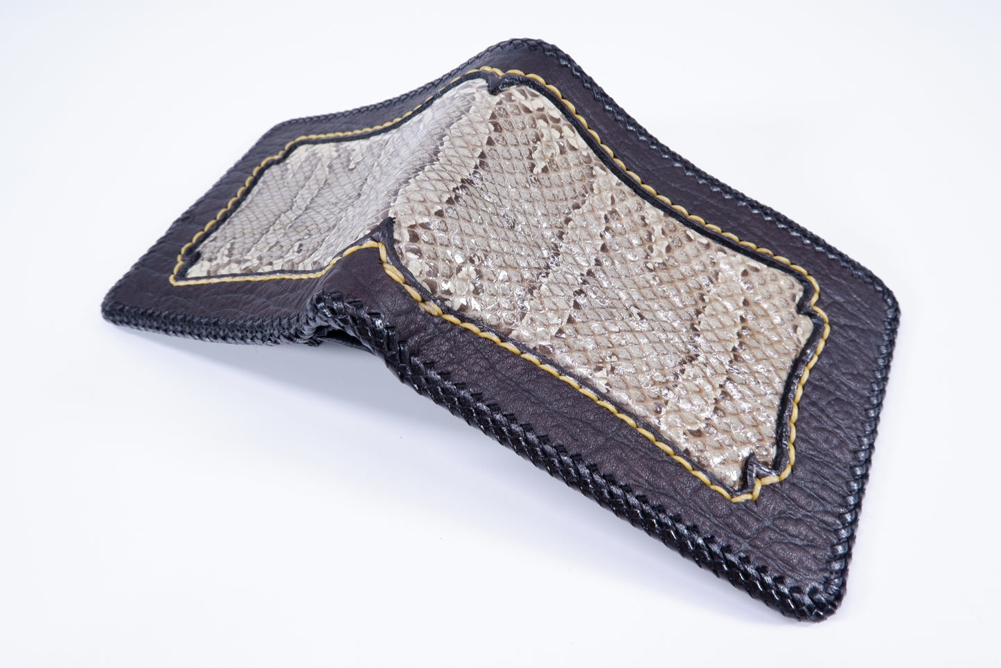 Genuine Masked Water Snake Skin Leather Handmade Bifold Wallet