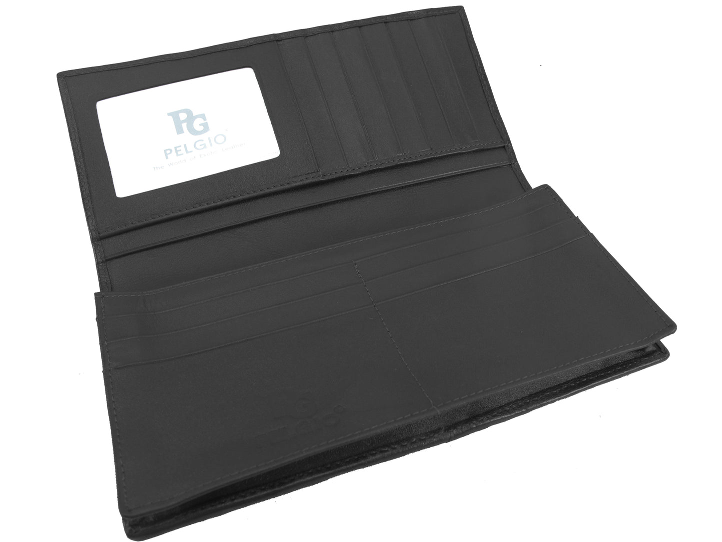 Genuine Crocodile Hornback Skin Leather Checkbook Long Wallet