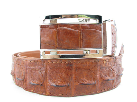 Genuine Crocodile Single Hornback Skin Leather Auto Locking Men's Belt