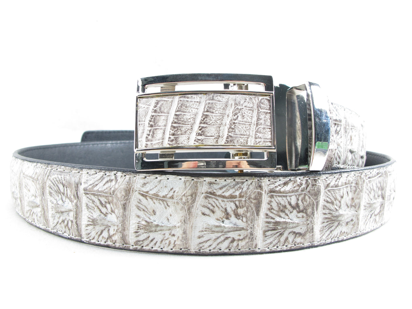Genuine Crocodile Single Hornback Skin Leather Auto Locking Men's Belt