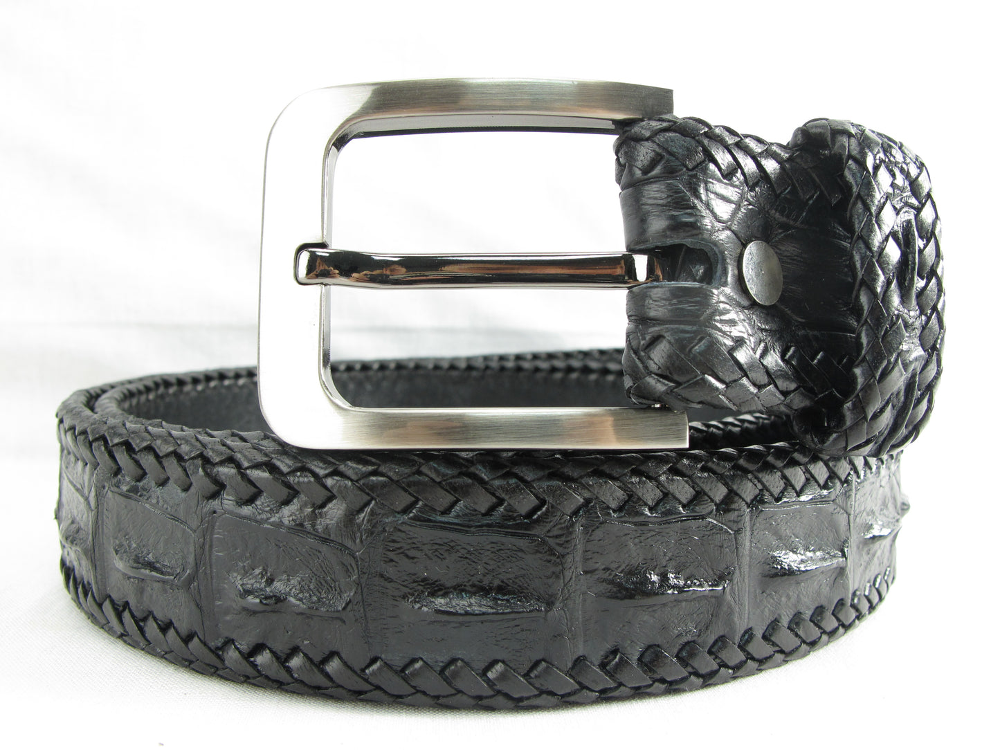 Genuine Crocodile Single Hornback Skin Leather Casual Handmade Belt