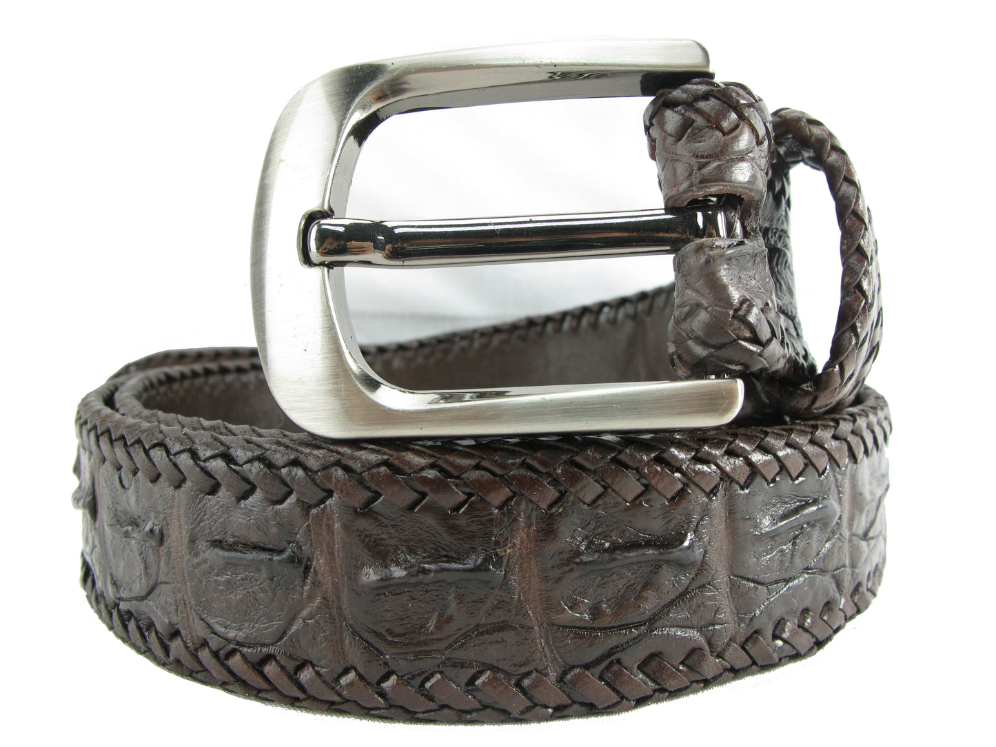 Genuine Crocodile Single Hornback Skin Leather Casual Handmade Belt