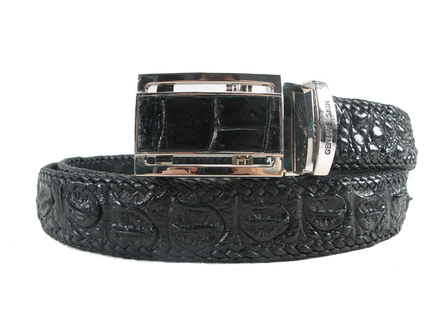 Genuine Crocodile Single Hornback Skin Leather Auto Locking Handmade Belt
