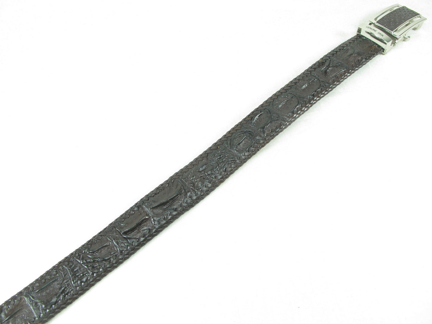 Genuine Crocodile Single Hornback Skin Leather Auto Locking Handmade Belt