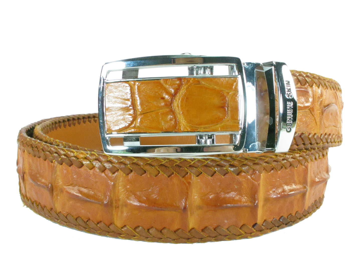 Genuine Crocodile Single Hornback Skin Leather Auto Locking Handmade Belt