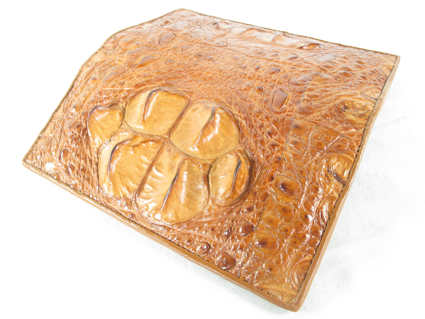 Genuine Crocodile Hornback Skin Leather Checkbook Long Wallet