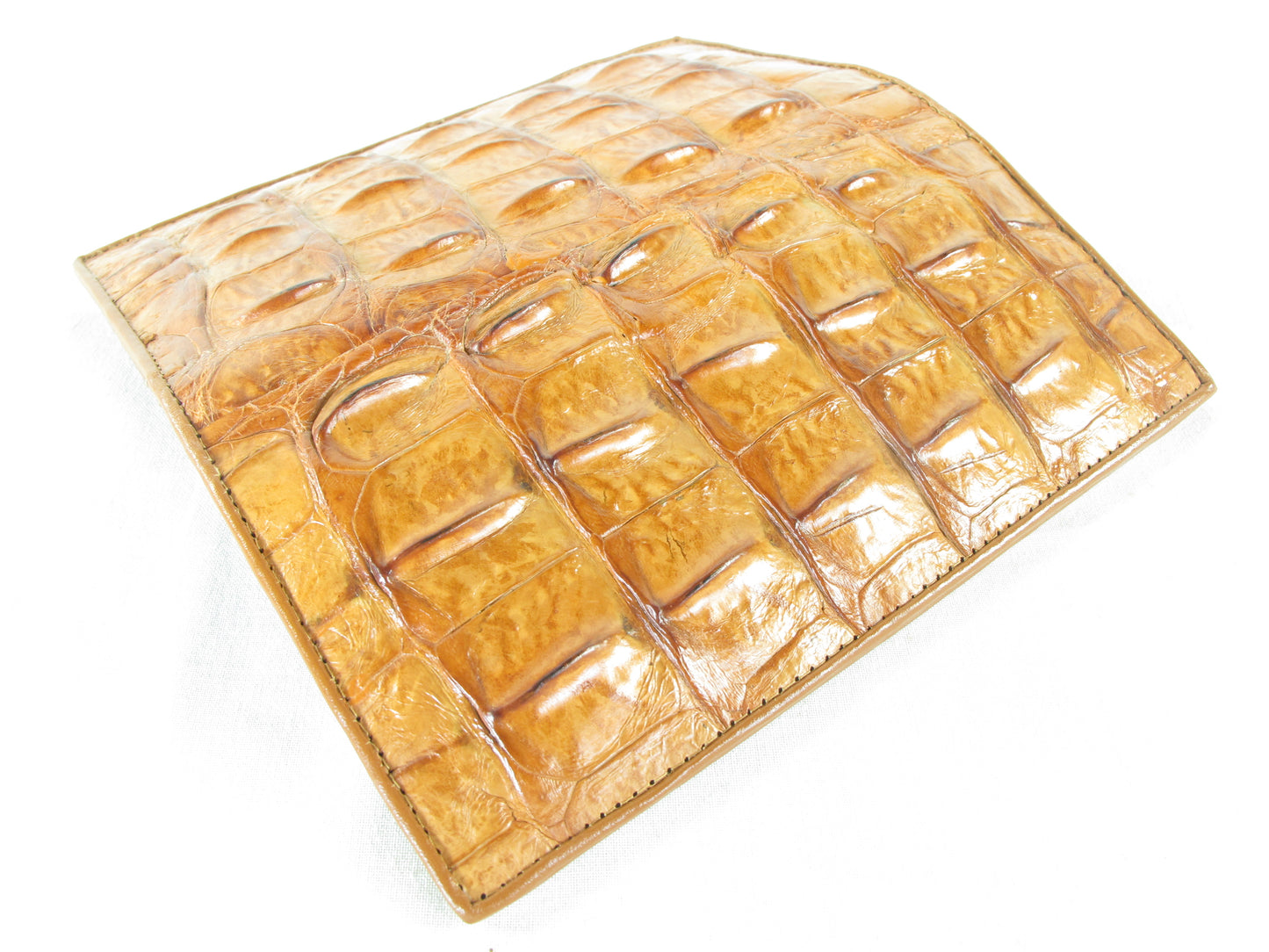 Genuine Crocodile Backbone Skin Leather Checkbook Long Wallet