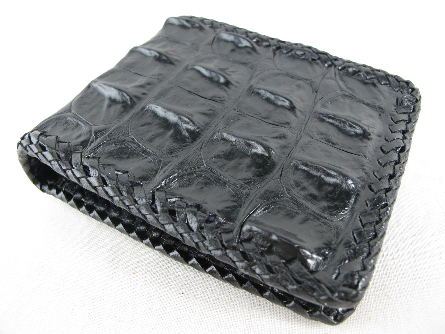 Genuine Crocodile Backbone Skin Leather Handmade Bifold Wallet
