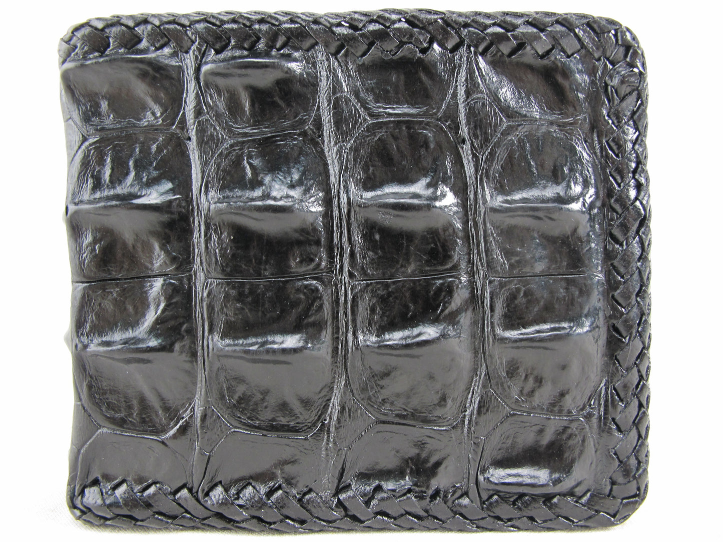 Genuine Crocodile Backbone Skin Leather Handmade Bifold Wallet