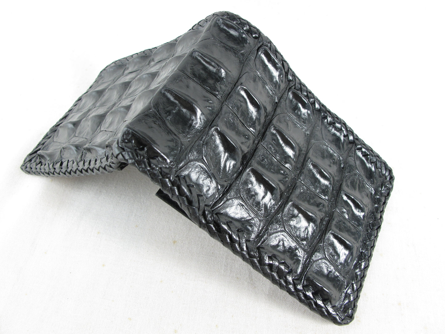 Genuine Crocodile Backbone Skin Leather Handmade Bifold Wallet