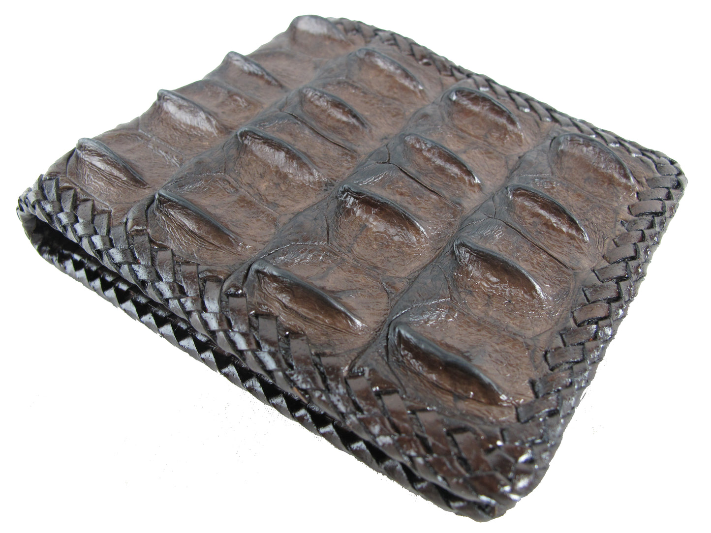 Genuine Crocodile Backbone Skin Leather Handmade Bifold Wallet