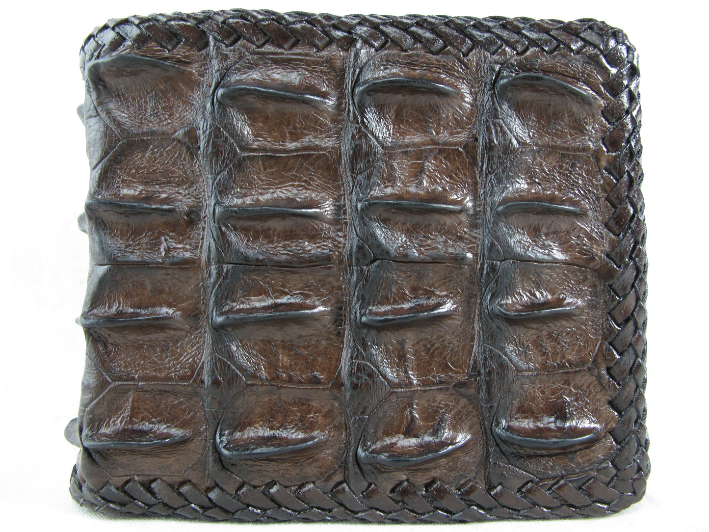 Genuine Crocodile Backbone Skin Leather Handmade Bifold Wallet