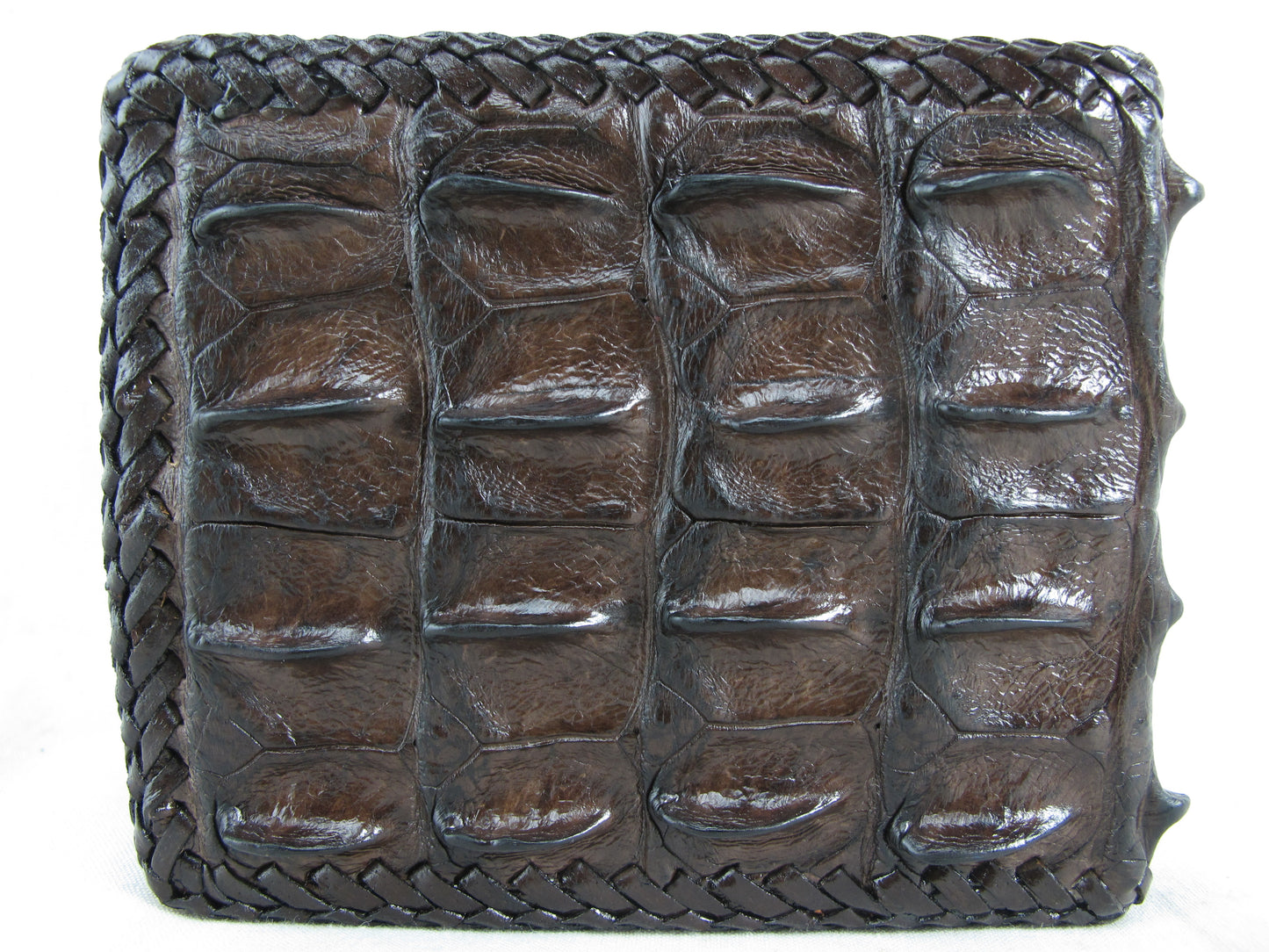 Genuine Crocodile Backbone Skin Leather Handmade Bifold Wallet