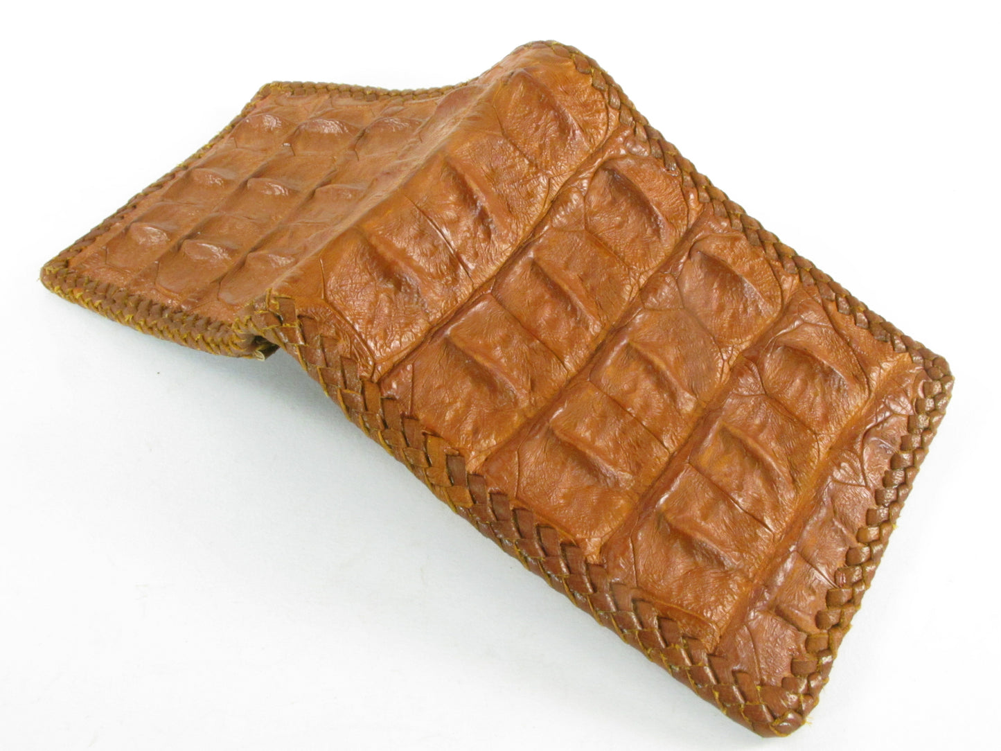 Genuine Crocodile Backbone Skin Leather Handmade Bifold Wallet