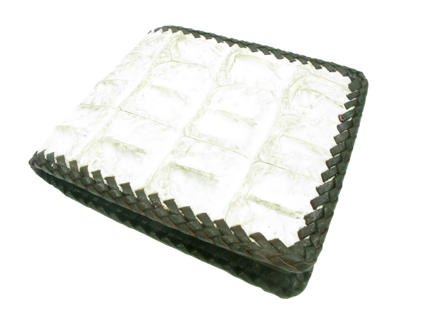 Genuine Crocodile Backbone Skin Leather Handmade Bifold Wallet