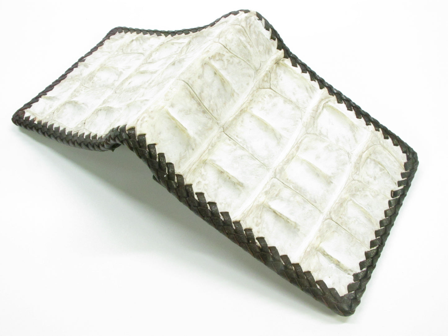 Genuine Crocodile Backbone Skin Leather Handmade Bifold Wallet