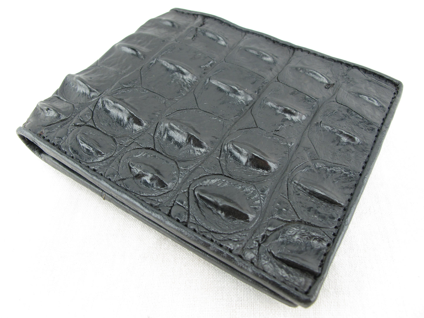 Genuine Crocodile Backbone Skin Leather Men's Bifold Wallet