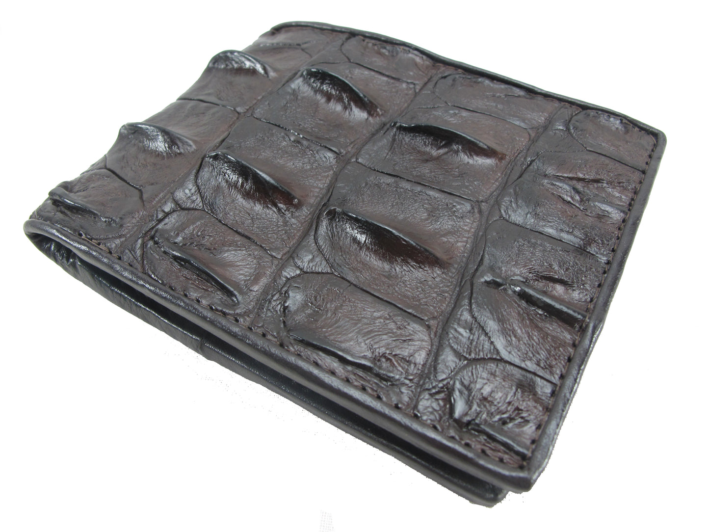 Genuine Crocodile Backbone Skin Leather Men's Bifold Wallet