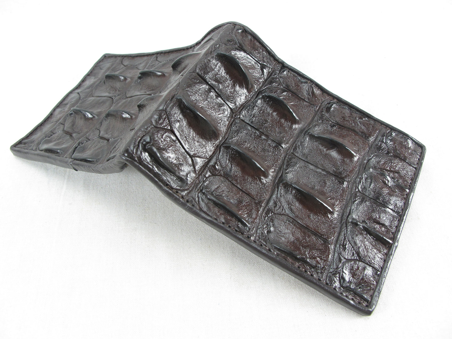 Genuine Crocodile Backbone Skin Leather Men's Bifold Wallet