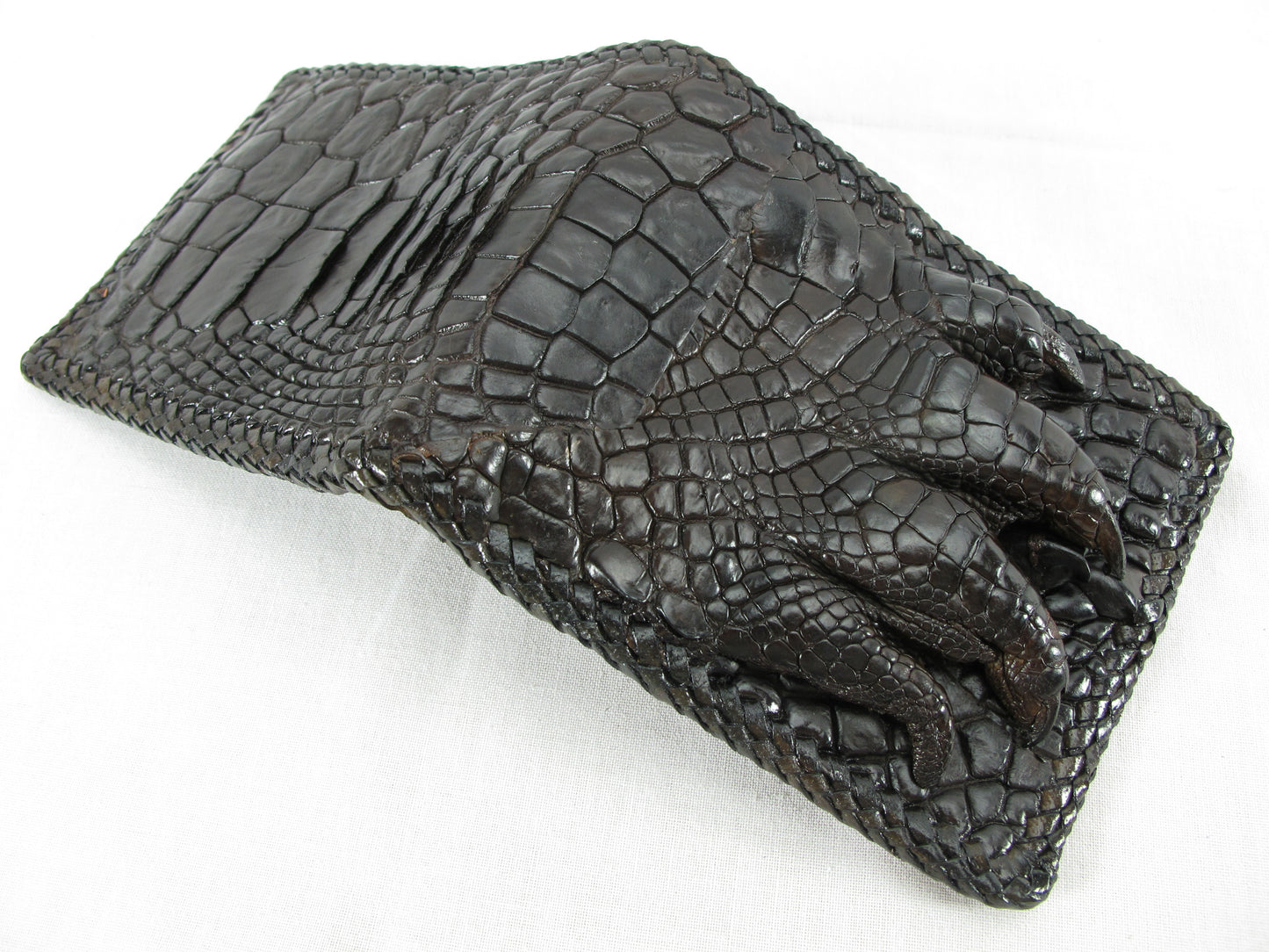 Genuine Crocodile Foot Claw Skin Leather Handmade Bifold Wallet