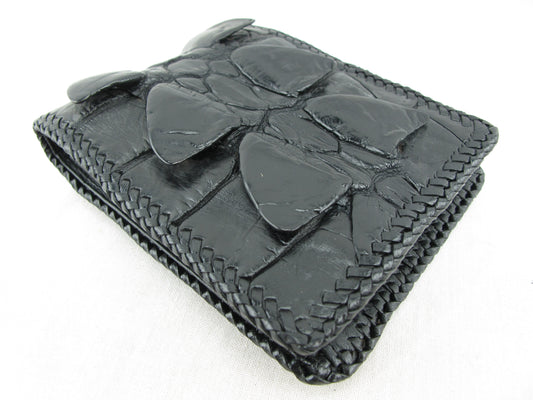 Genuine Crocodile Tail Skin Leather Handmade Bifold Wallet