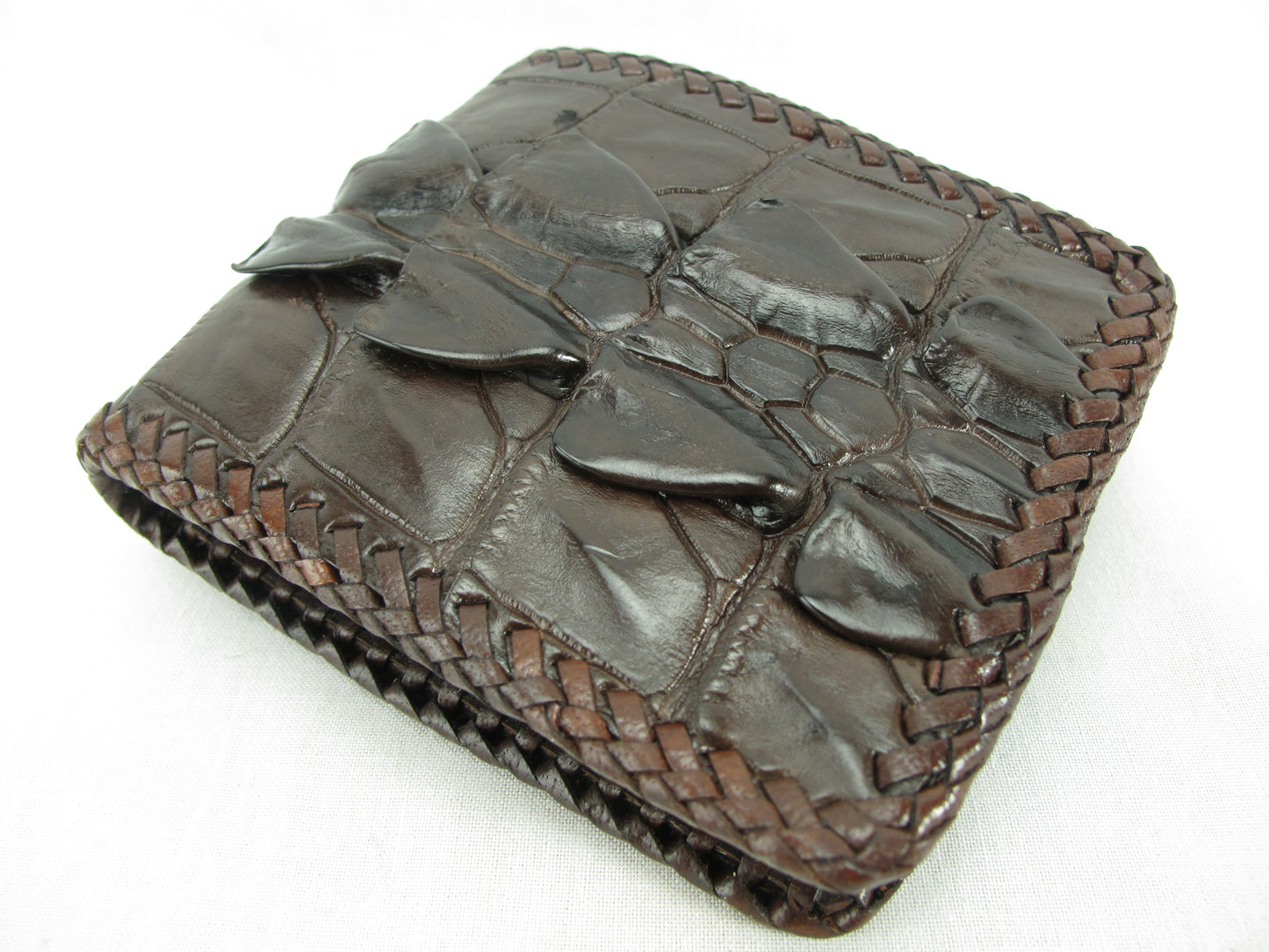 Genuine Crocodile Tail Skin Leather Handmade Bifold Wallet