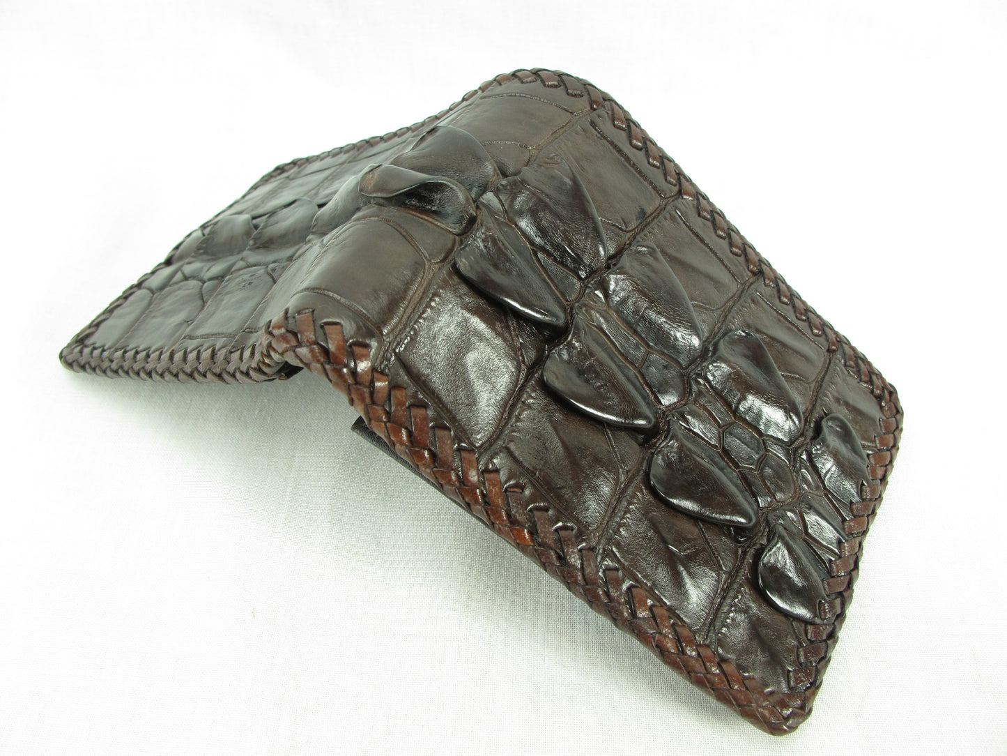 Genuine Crocodile Tail Skin Leather Handmade Bifold Wallet