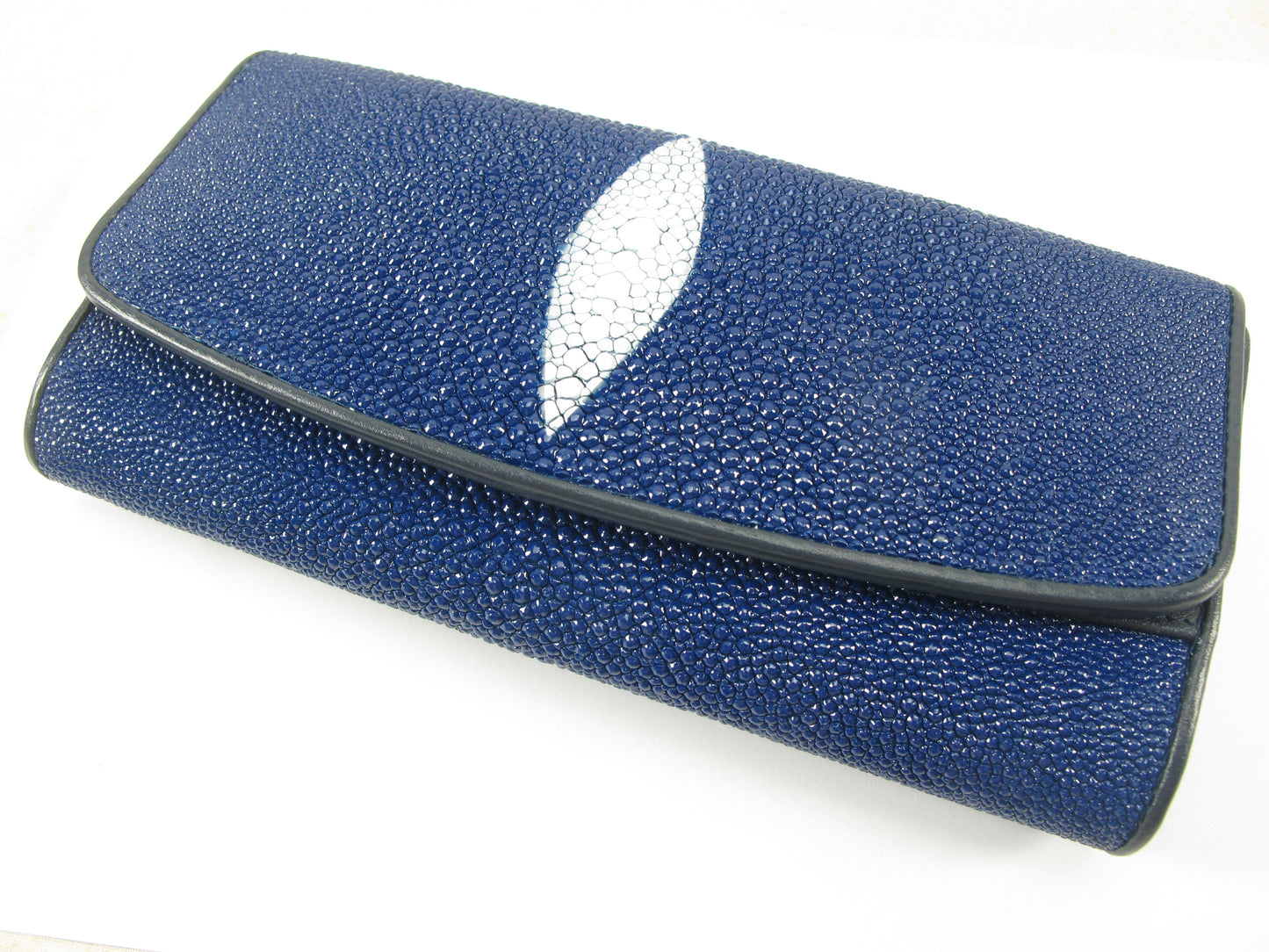 Genuine Stingray Skin Leather Women's Trifold Clutch Wallet Purse