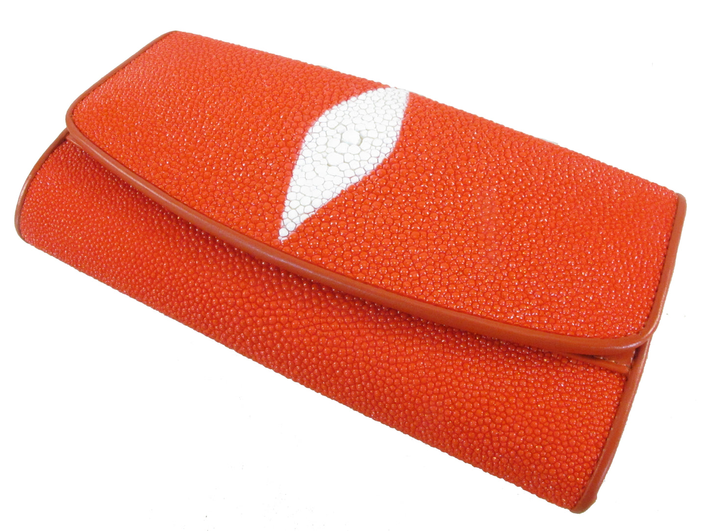 Genuine Stingray Skin Leather Women's Trifold Clutch Wallet Purse
