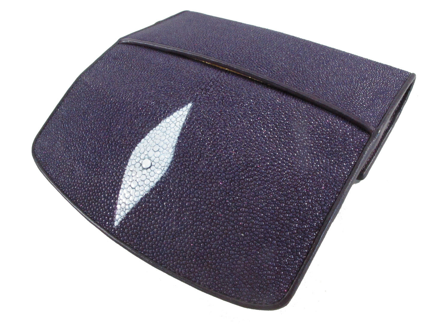 Genuine Stingray Skin Leather Women's Trifold Clutch Wallet Purse